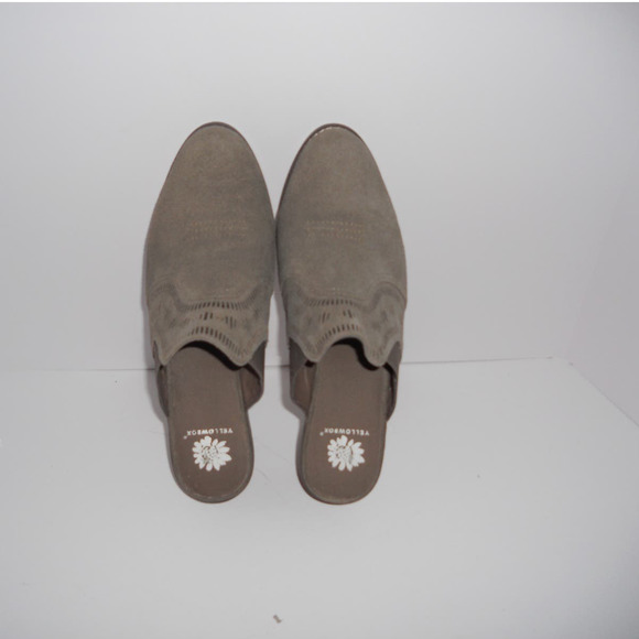 Women's Yellow Box Leather/Suede Mules Light Tan‎ Size 9 - Picture 1 of 6